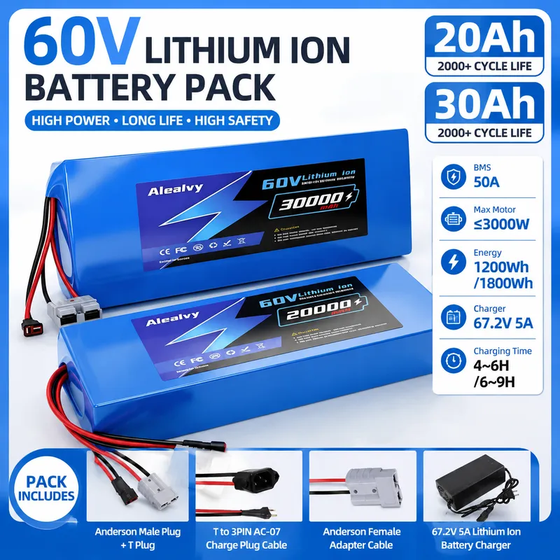Bateria de Lítio Aleaivy 60V 2 - 60V 30Ah 21700 Battery Pack avaliação e preço